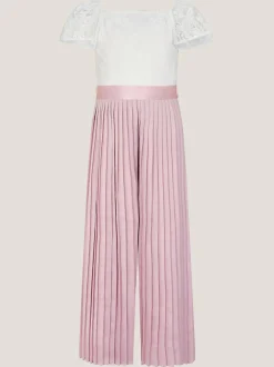 Monsoon Pink Lace Pleated Jumpsuit Discount