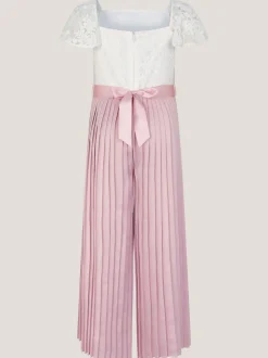 Monsoon Pink Lace Pleated Jumpsuit Discount