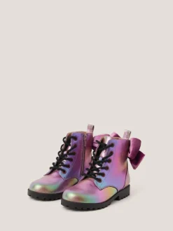 Monsoon Pink Rainbow Lace Up Boots Outlet