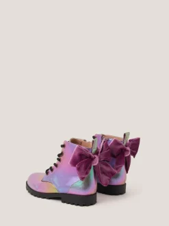 Monsoon Pink Rainbow Lace Up Boots Outlet