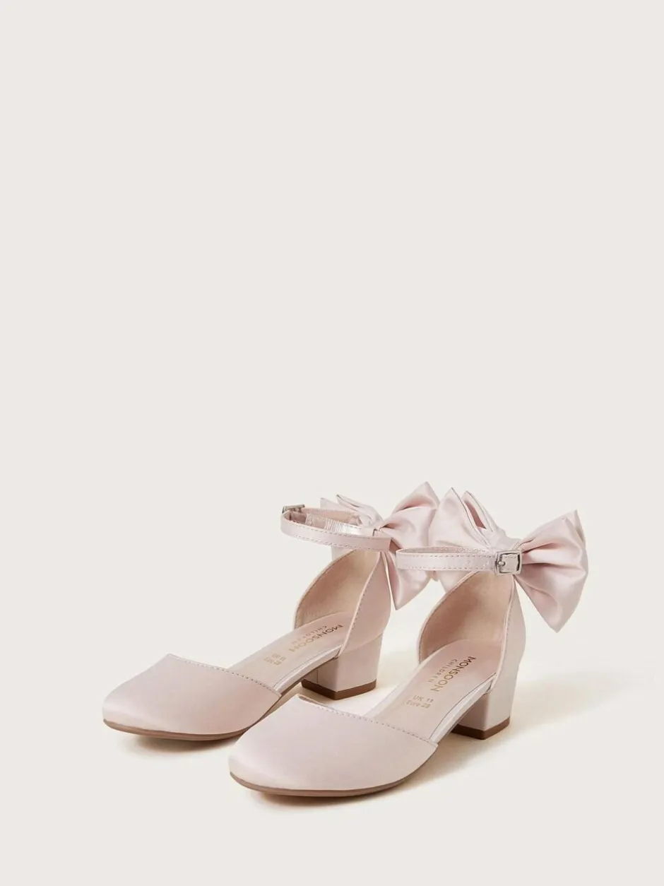 Monsoon Pink Sara Satin Bow Two-Part Heels Hot