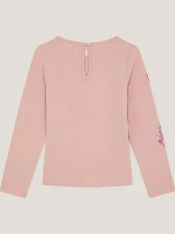 Monsoon Pink Sequin Bow Long Sleeve Top Discount