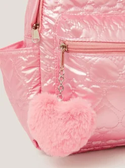 Monsoon Pink Shiny Heart Quilted Backpack Sale