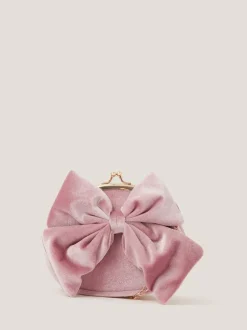 Monsoon Pink Velvet Bow Clip Frame Bag Online