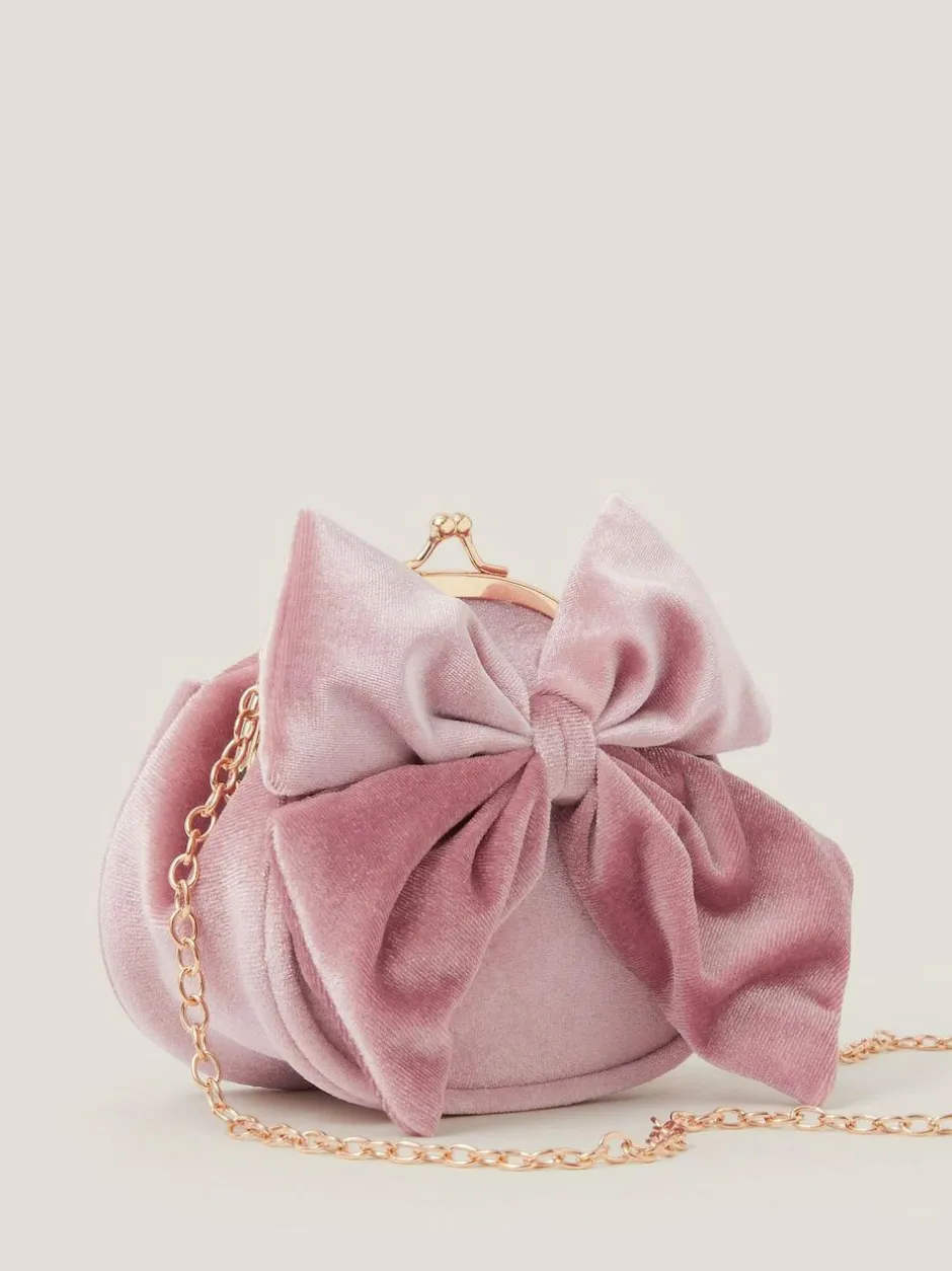 Monsoon Pink Velvet Bow Clip Frame Bag Online