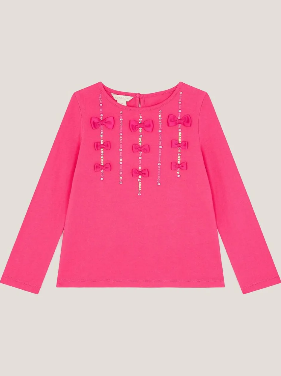 Monsoon Purple Bow Appliqué Long Sleeve Top Best