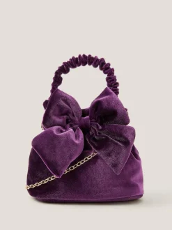 Monsoon Purple Bow Velvet Pouch Bag Best