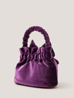 Monsoon Purple Bow Velvet Pouch Bag Best