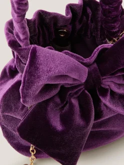 Monsoon Purple Bow Velvet Pouch Bag Best