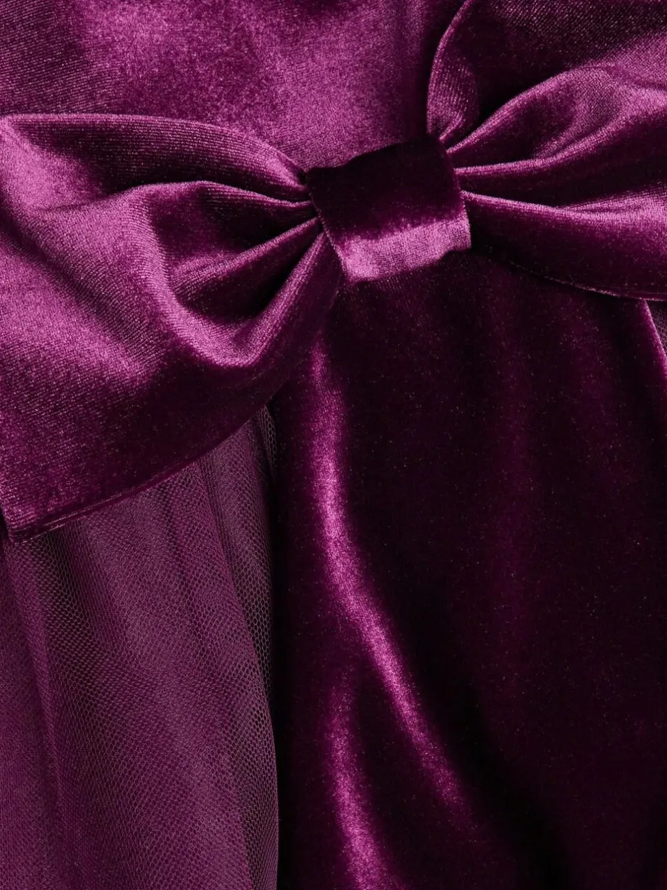 Monsoon Velvet Bow Party Dress Purple Hot