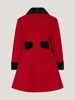 Monsoon Red Contrast Double-Breasted Velvet Coat Sale