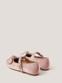 Monsoon Red Velvet Bow Strap Ballet Flats Discount