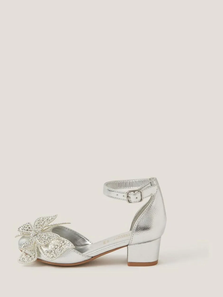 Monsoon Silver Butterfly Metallic Heels Hot