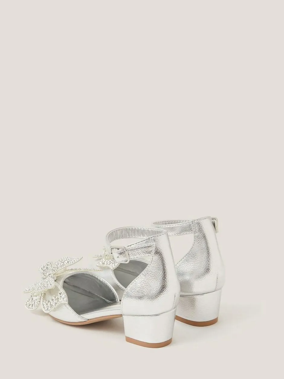 Monsoon Silver Butterfly Metallic Heels Hot