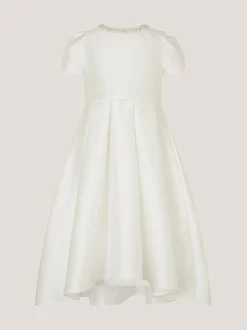 Monsoon White Isabella Short Sleeve Pearl Effect Embellished Dress Clearance