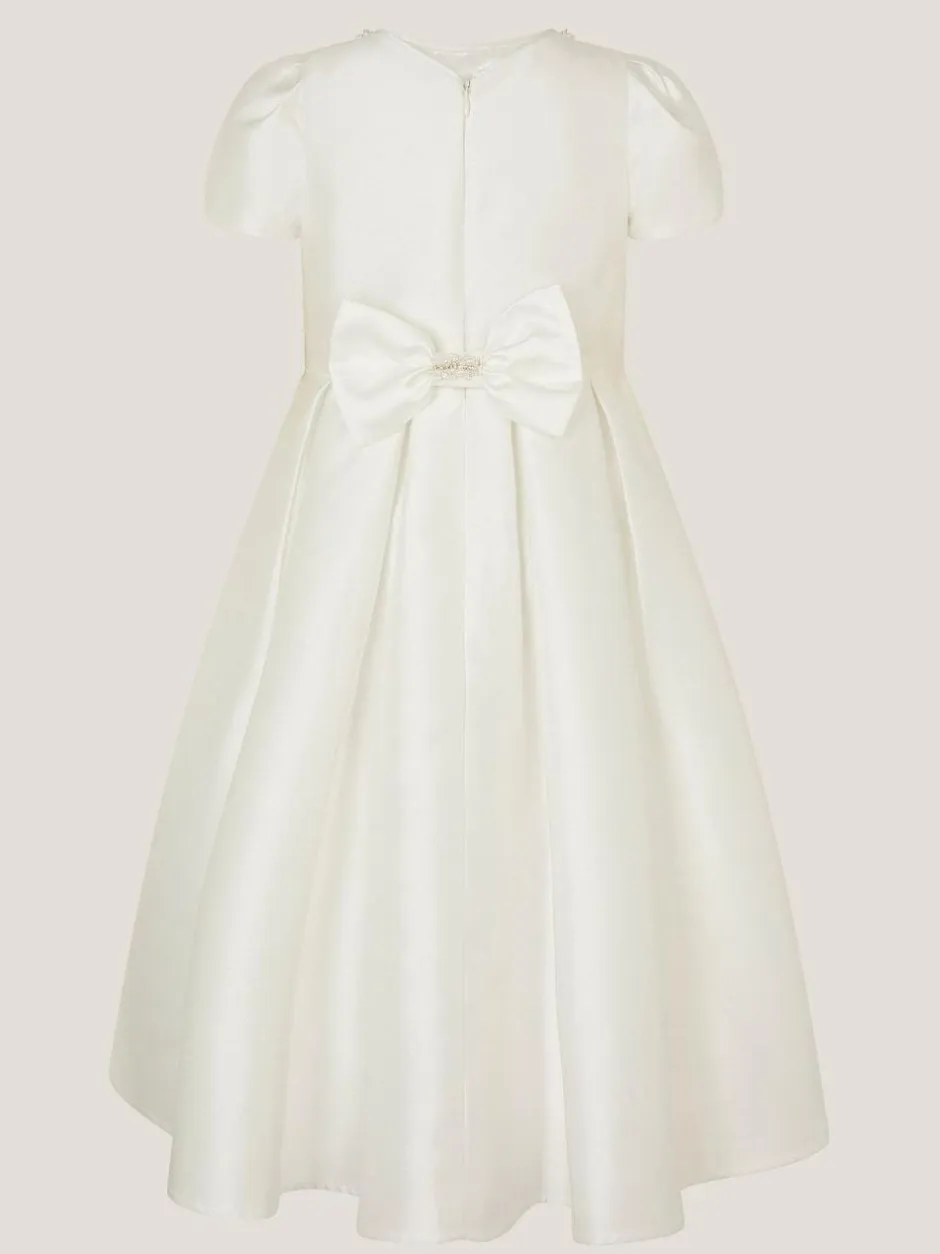 Monsoon White Isabella Short Sleeve Pearl Effect Embellished Dress Clearance