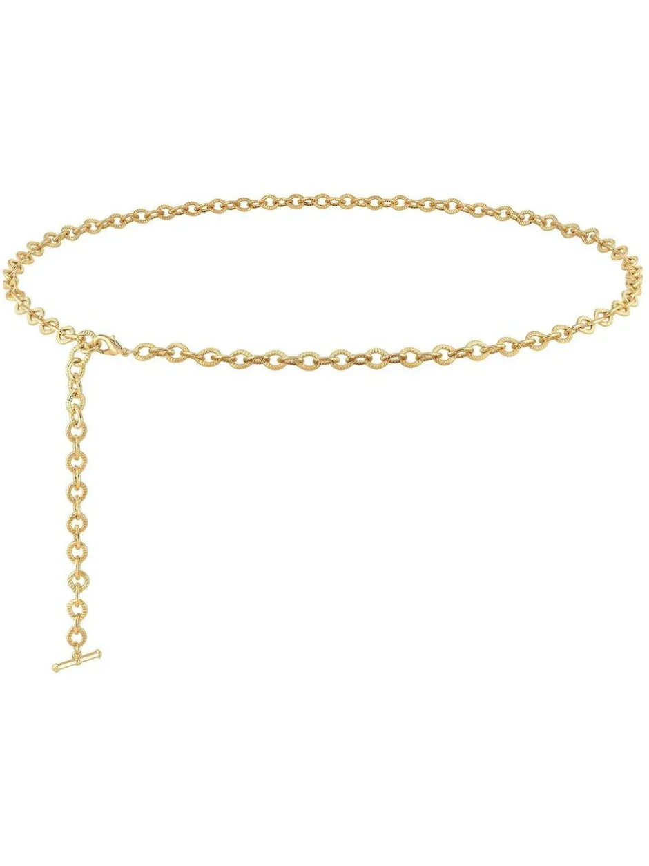 Mood Gold Polished Textured Chain Belt