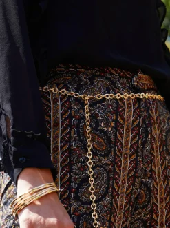 Mood Gold Polished Textured Chain Belt
