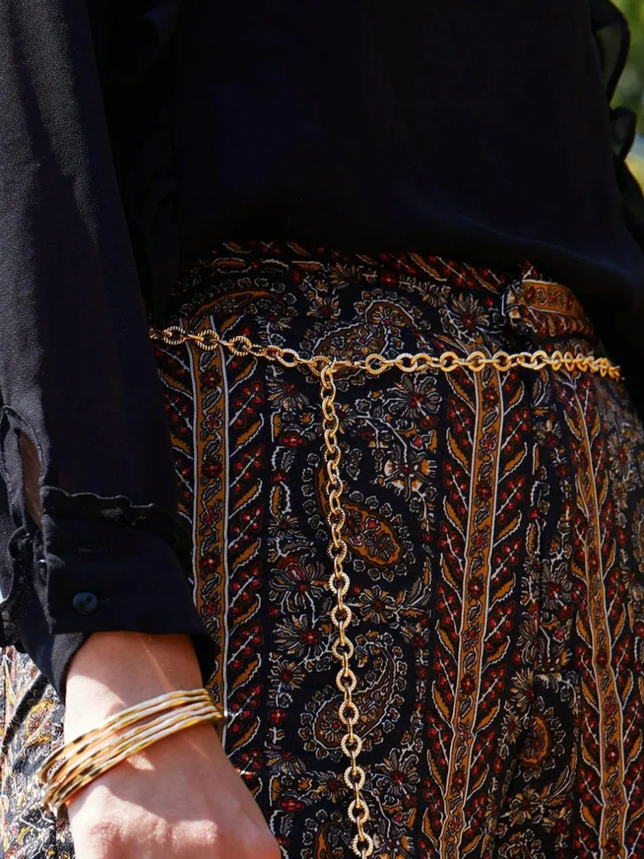 Mood Gold Polished Textured Chain Belt
