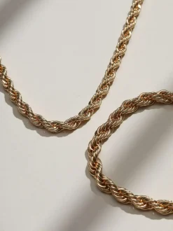 Mood Gold Tone Twisted Rope Necklace Bracelet Set Discount