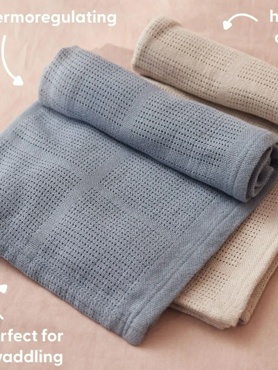 Mori Supersoft Cellular Blankets 2 Pack Blue/Neutral Best