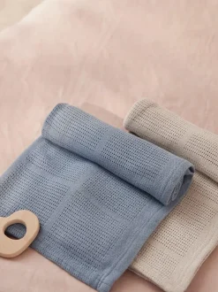 Mori Supersoft Cellular Blankets 2 Pack Blue/Neutral Best