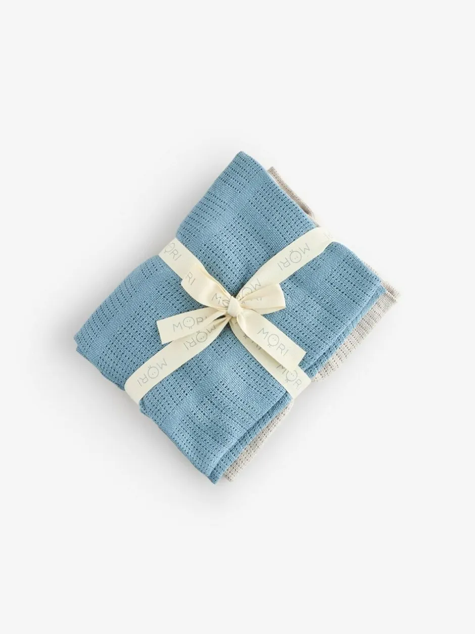 Mori Supersoft Cellular Blankets 2 Pack Blue/Neutral Best