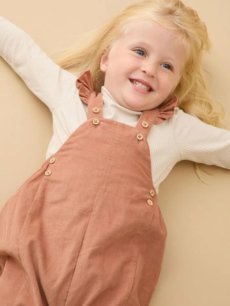 Mori Brown Frilled Corduroy Dungarees Hot