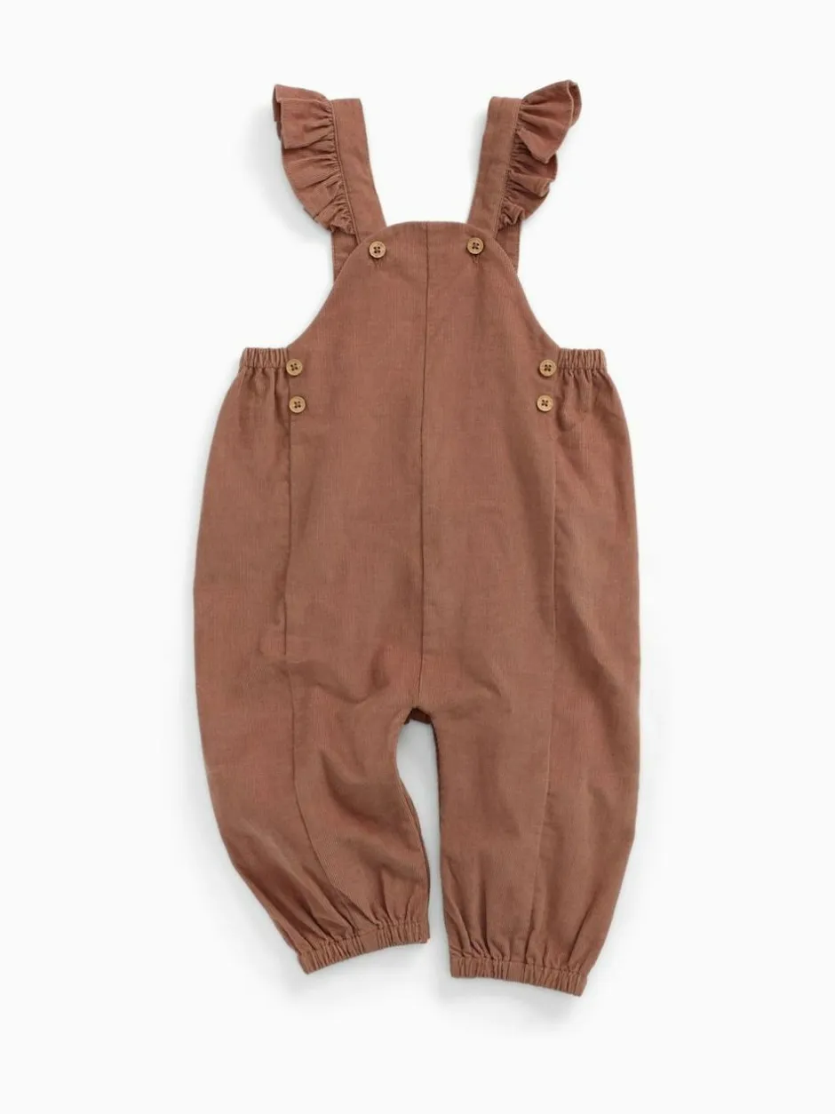 Mori Brown Frilled Corduroy Dungarees Hot