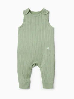 Mori Ribbed Romper Dungarees Green Sale