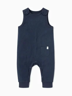 Mori Ribbed Romper Dungarees Light Blue Hot