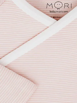 Mori Long Sleeve Supersoft Kimono Bodysuit Pink Blush Stripe Best