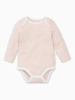 Mori Long Sleeve Envelope Neckline Bodysuit Pink Stripe Outlet