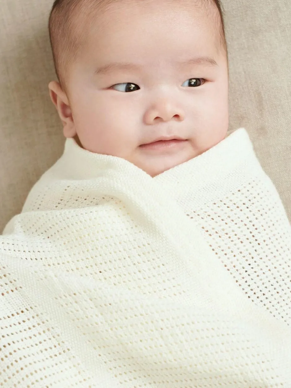 Mori White Blend Cellular Baby Blanket Outlet
