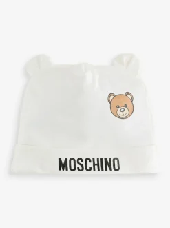 Moschino Cream Baby Logo Hat and Bib Giftset With Giftbox Hot
