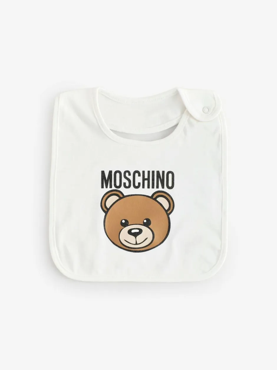 Moschino Cream Baby Logo Hat and Bib Giftset With Giftbox Hot