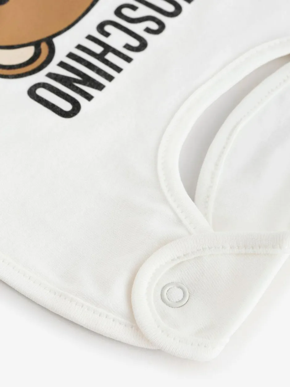 Moschino Cream Baby Logo Hat and Bib Giftset With Giftbox Hot