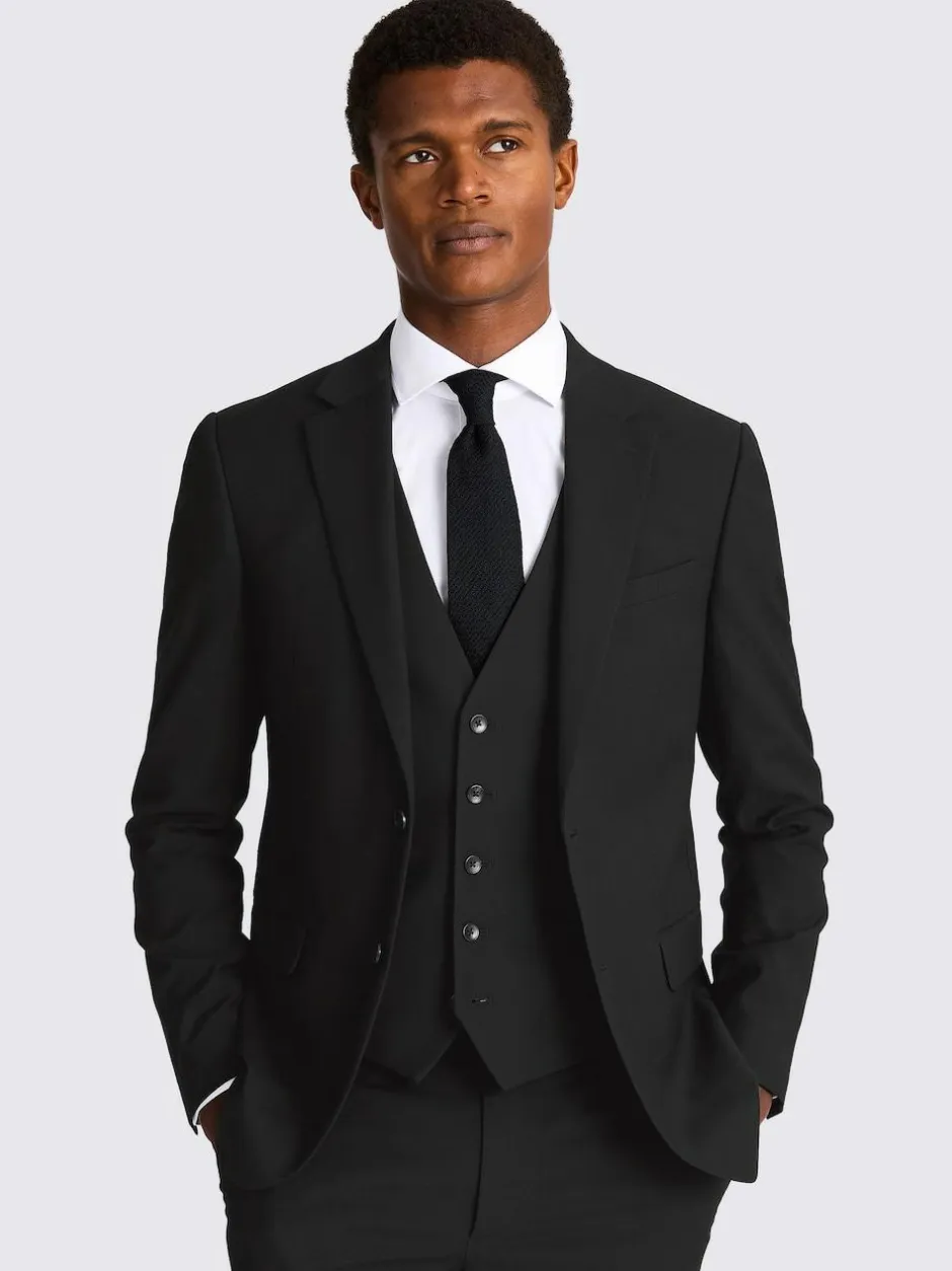 MOSS Slim Regular Fit Stretch Suit Jacket Black