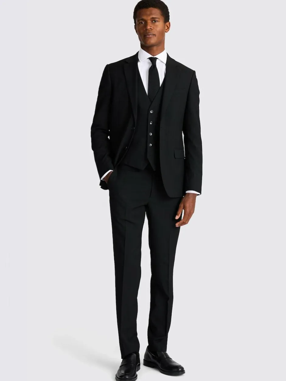 MOSS Slim Regular Fit Stretch Suit Jacket Black