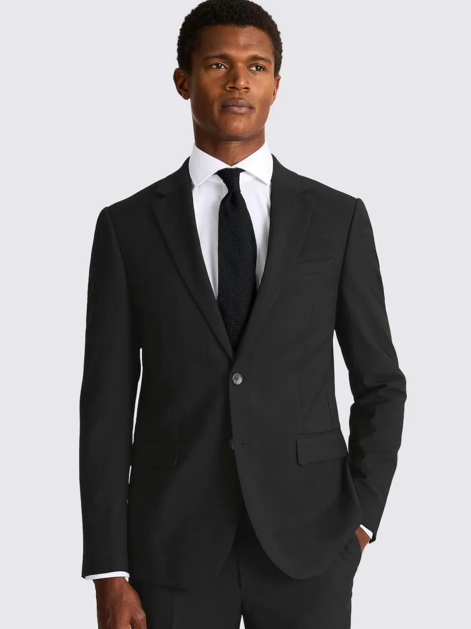 MOSS Slim Regular Fit Stretch Suit Jacket Black