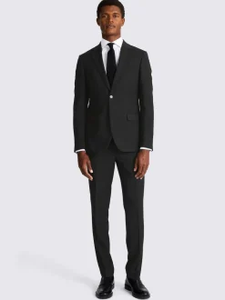 MOSS Slim Regular Fit Stretch Suit Jacket Black