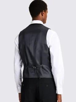 MOSS Slim Regular Fit Stretch Suit Waistcoat Black Best