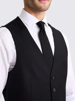 MOSS Tailored Regular Fit Stretch Suit Waistcoat Black Best