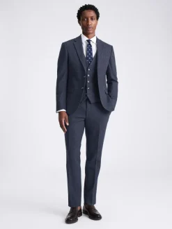 MOSS Slim Donegal Tweed Suit Jacket Blue Hot