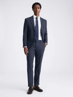 MOSS Slim Donegal Tweed Suit Jacket Blue Hot