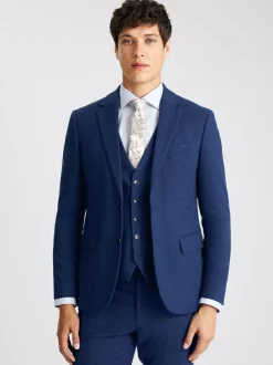 MOSS Blue Slim Slub Suit Jacket Sale