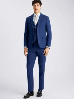 MOSS Blue Slim Slub Suit Jacket Sale