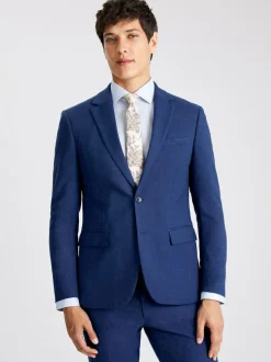 MOSS Blue Slim Slub Suit Jacket Sale