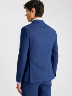 MOSS Blue Slim Slub Suit Jacket Sale