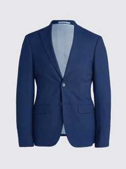 MOSS Blue Slim Slub Suit Jacket Sale